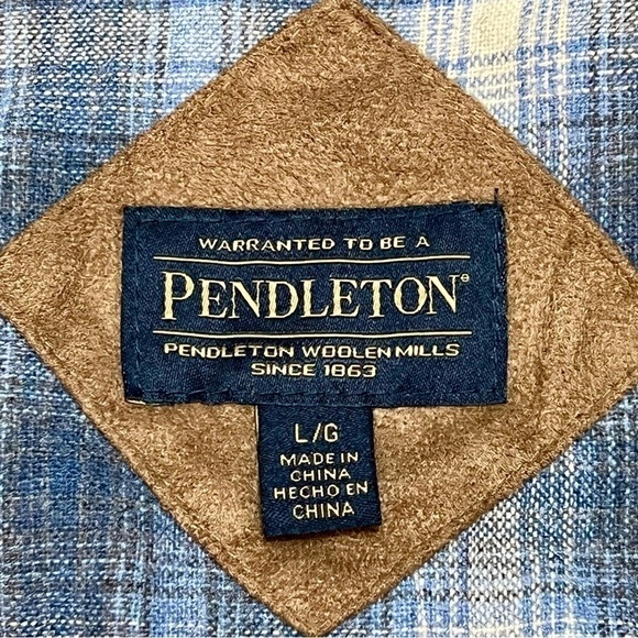 Pendleton Cream Sherpa Flannel Trim Full Zipper Teddy Coat Women’s Large - Picture 16 of 16